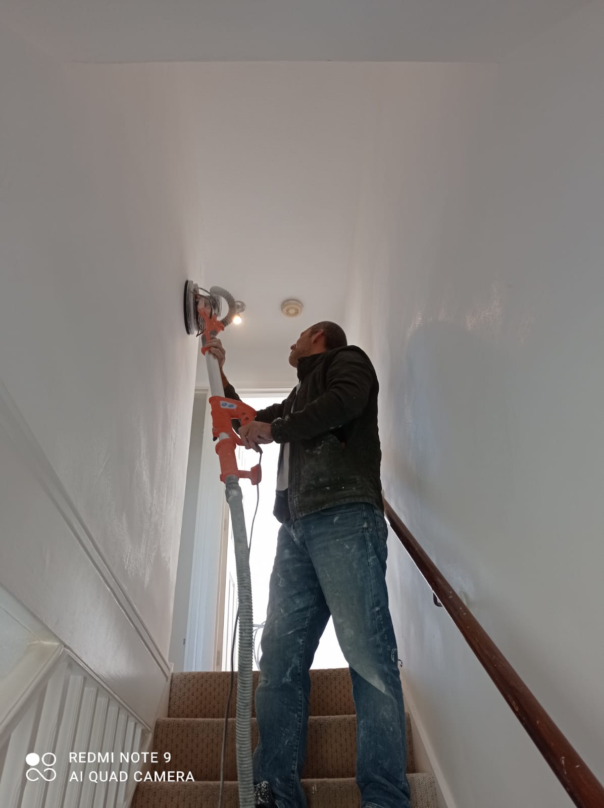 Plastered and painted hallway in Kent home